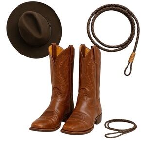 Ariat Men's Square Toe Brown Leather Cowboy Boots 8.5 EE Brown Western Work GUC